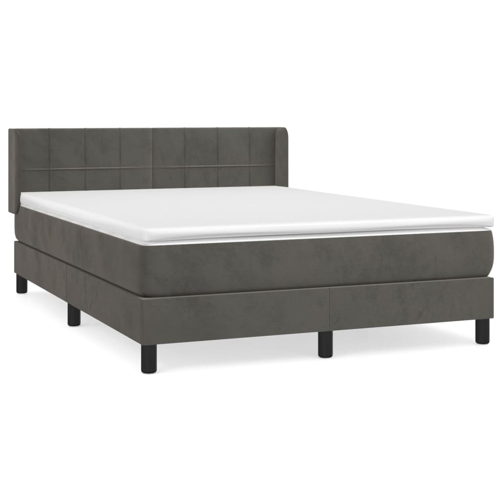 Boxspring met matras fluweel donkergrijs 140x200 cm is nu te koop bij PeponiXL, paradijselijk wonen!