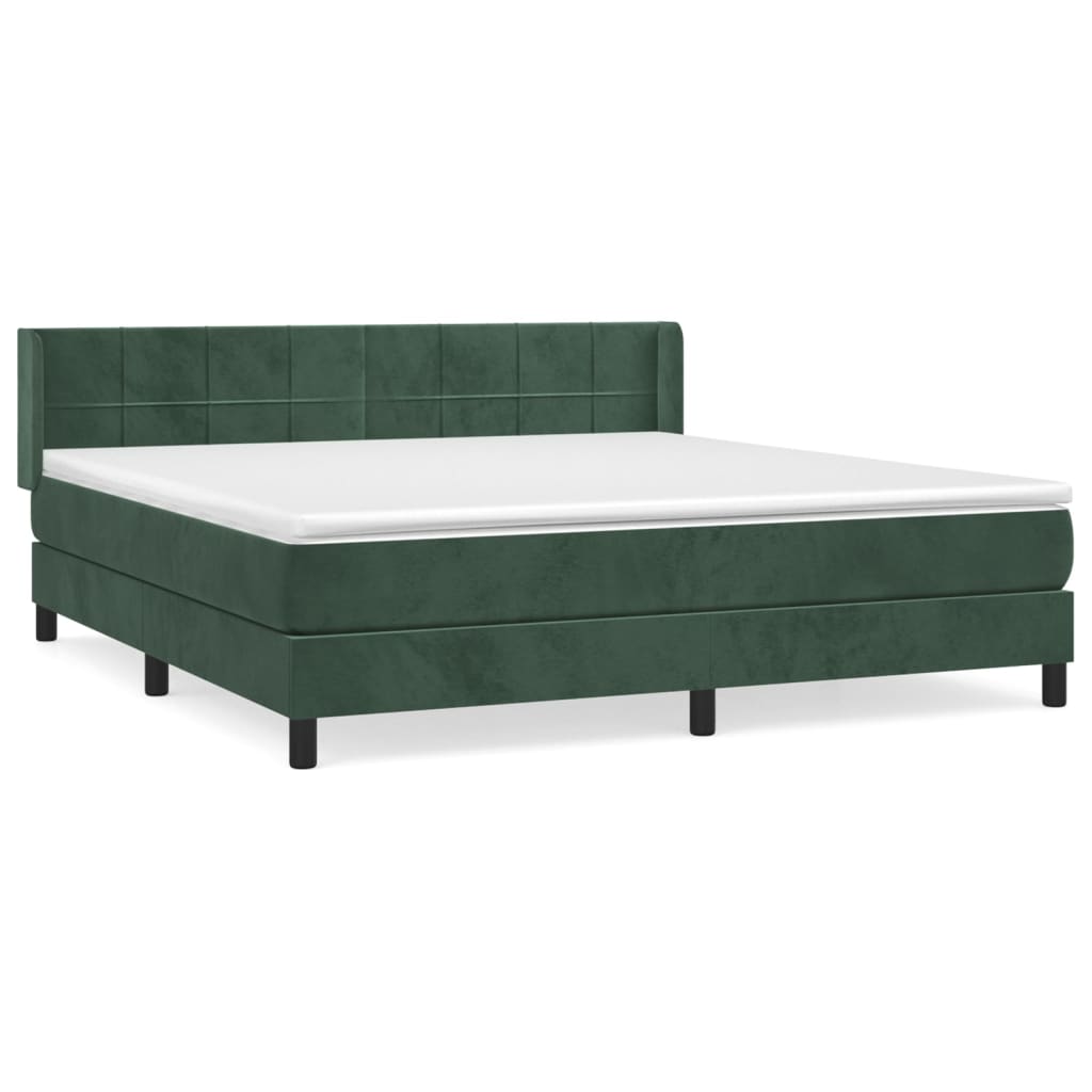 Boxspring met matras fluweel donkergroen 160x200 cm is nu te koop bij PeponiXL, paradijselijk wonen!