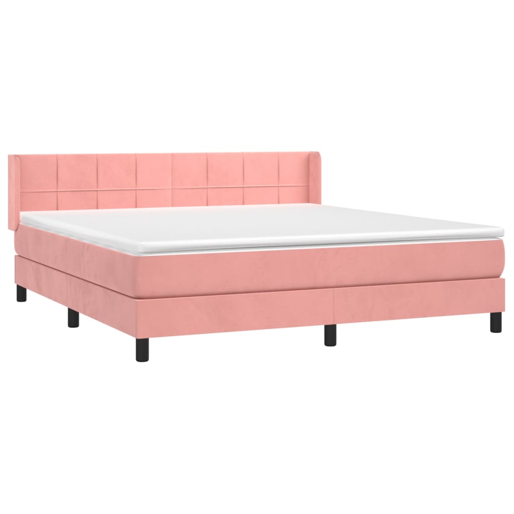 Boxspring met matras fluweel roze 160x200 cm is nu te koop bij PeponiXL, paradijselijk wonen!