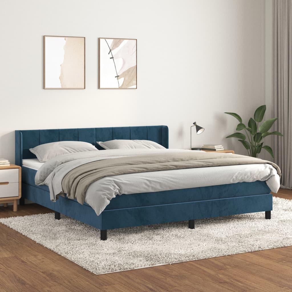 Boxspring met matras fluweel donkerblauw 180x200 cm is nu te koop bij PeponiXL, paradijselijk wonen!