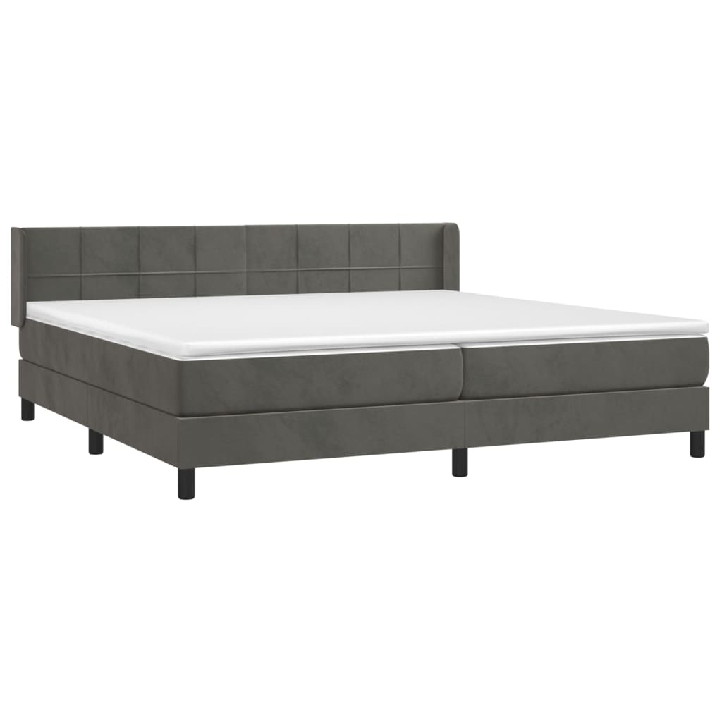 Boxspring met matras fluweel donkergrijs 200x200 cm is nu te koop bij PeponiXL, paradijselijk wonen!