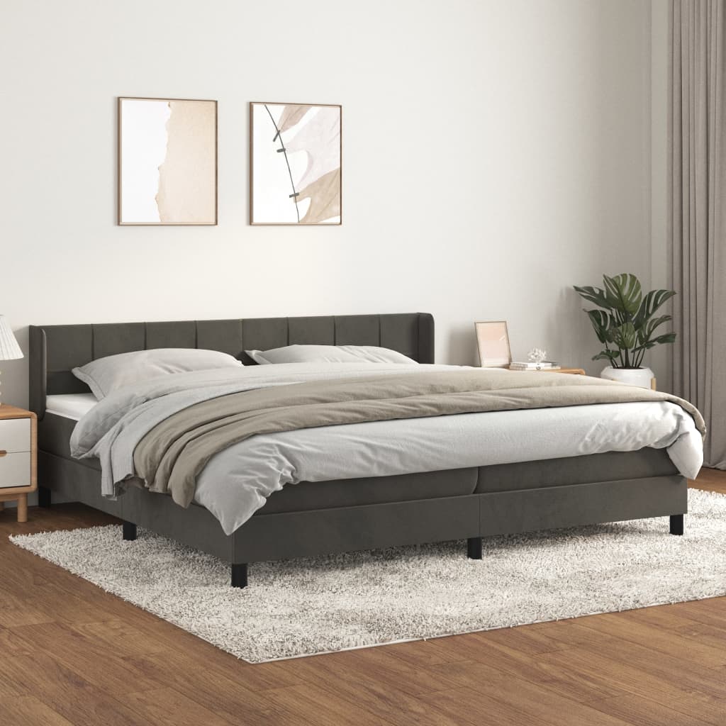 Boxspring met matras fluweel donkergrijs 200x200 cm is nu te koop bij PeponiXL, paradijselijk wonen!