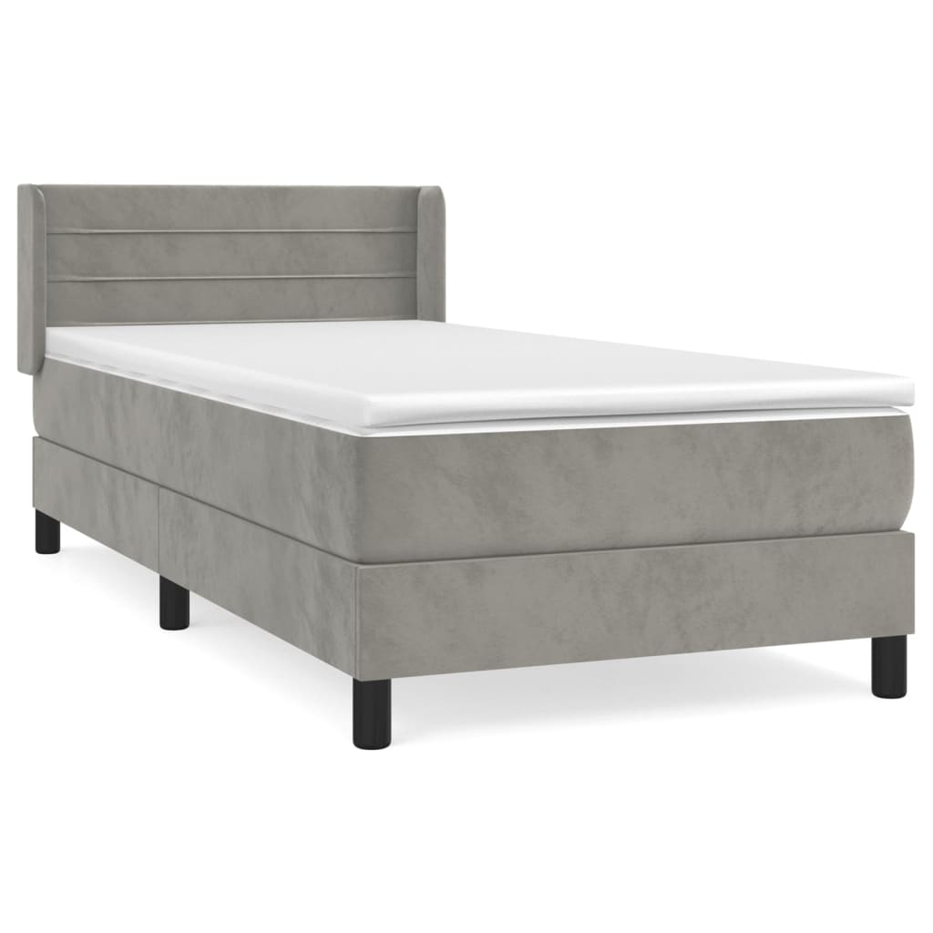 Boxspring met matras fluweel lichtgrijs 80x200 cm is nu te koop bij PeponiXL, paradijselijk wonen!