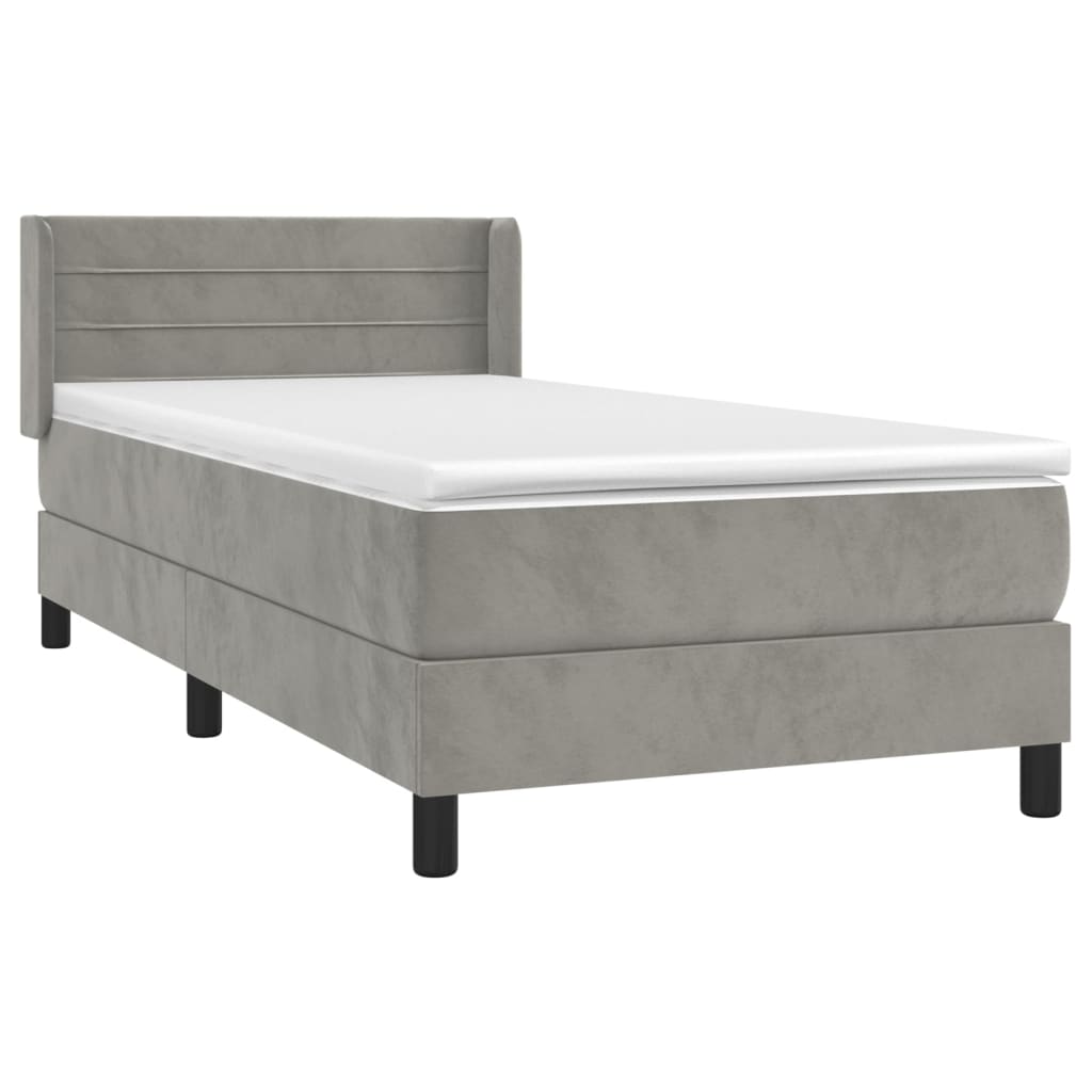 Boxspring met matras fluweel lichtgrijs 80x200 cm is nu te koop bij PeponiXL, paradijselijk wonen!