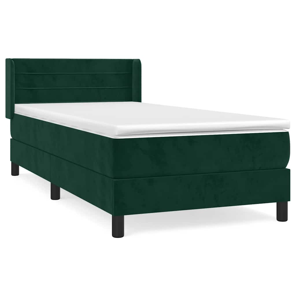 Boxspring met matras fluweel donkergroen 80x200 cm is nu te koop bij PeponiXL, paradijselijk wonen!