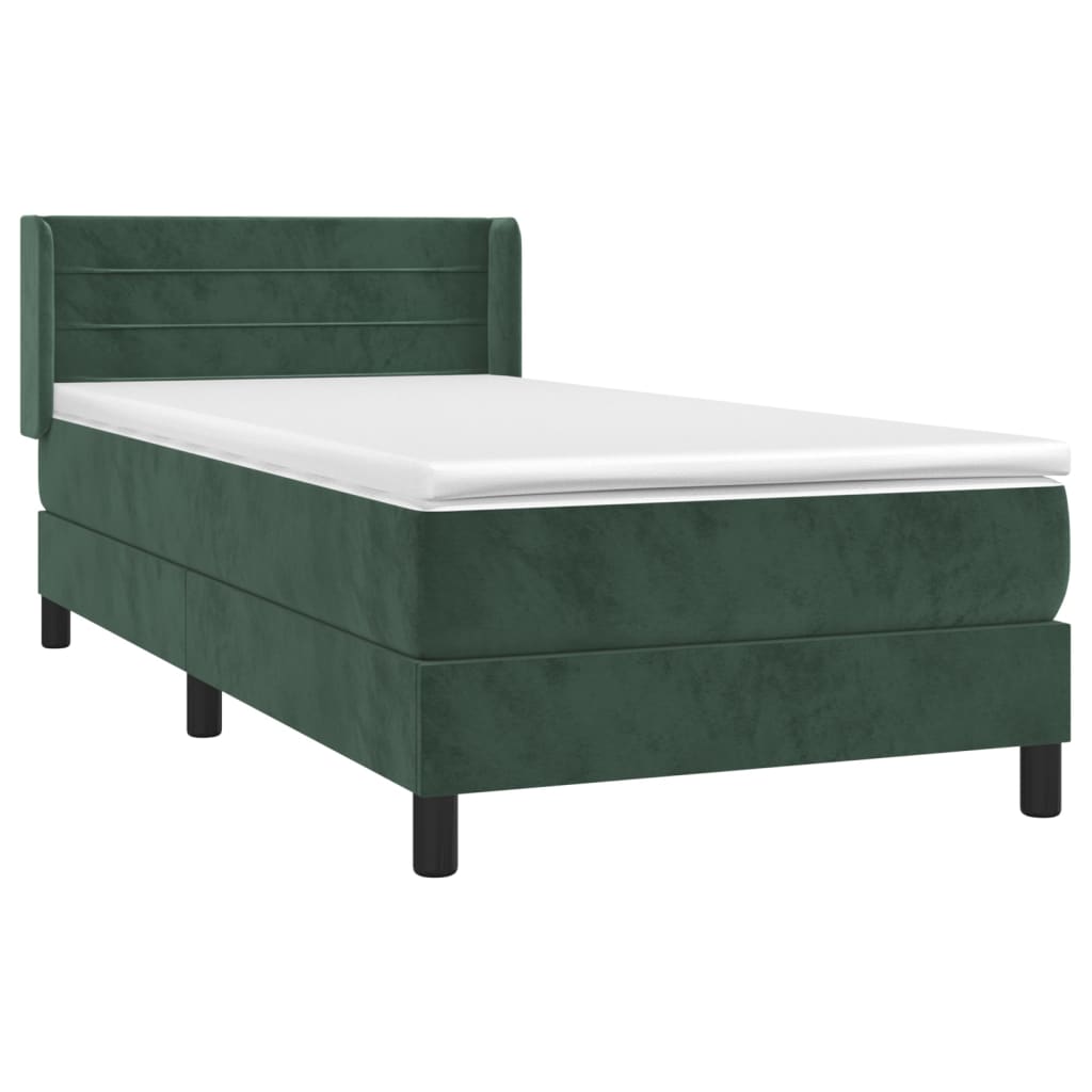 Boxspring met matras fluweel donkergroen 90x190 cm is nu te koop bij PeponiXL, paradijselijk wonen!