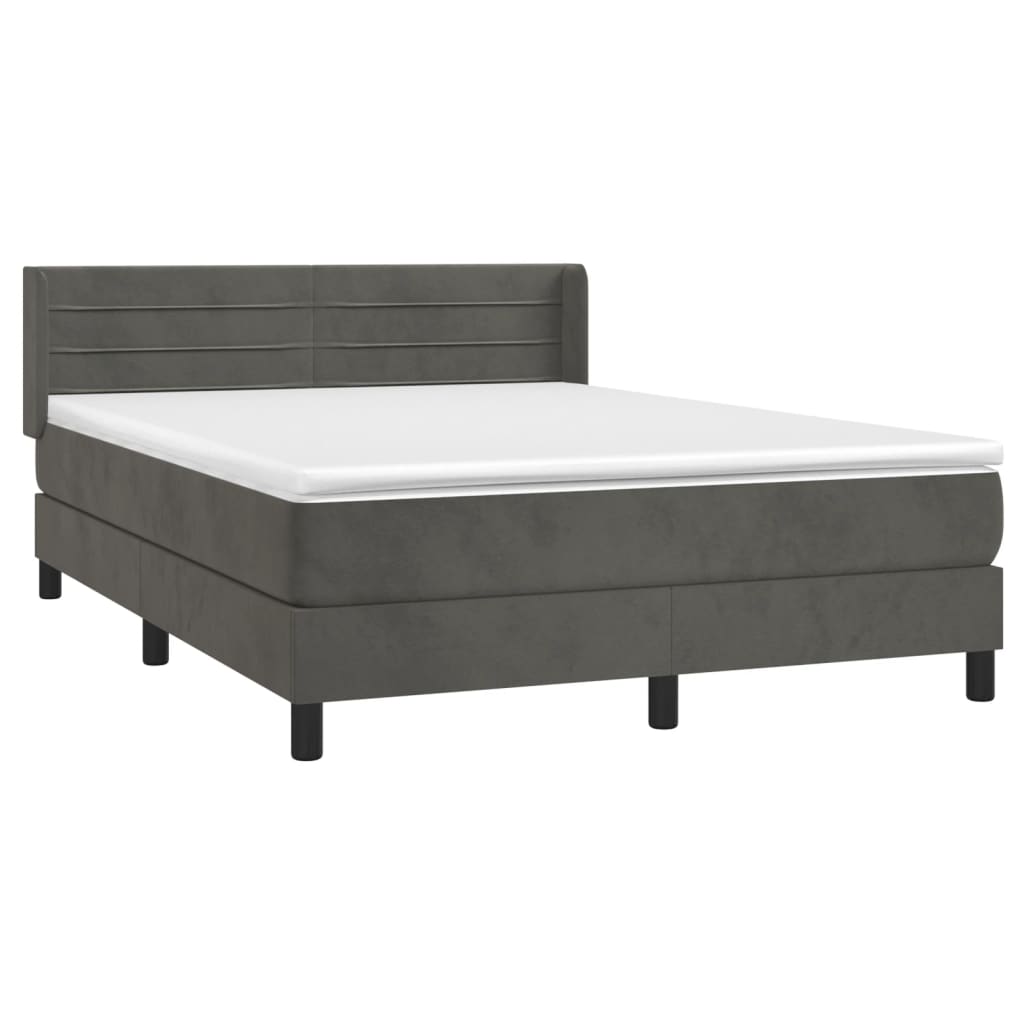 Boxspring met matras fluweel donkergrijs 140x190 cm is nu te koop bij PeponiXL, paradijselijk wonen!