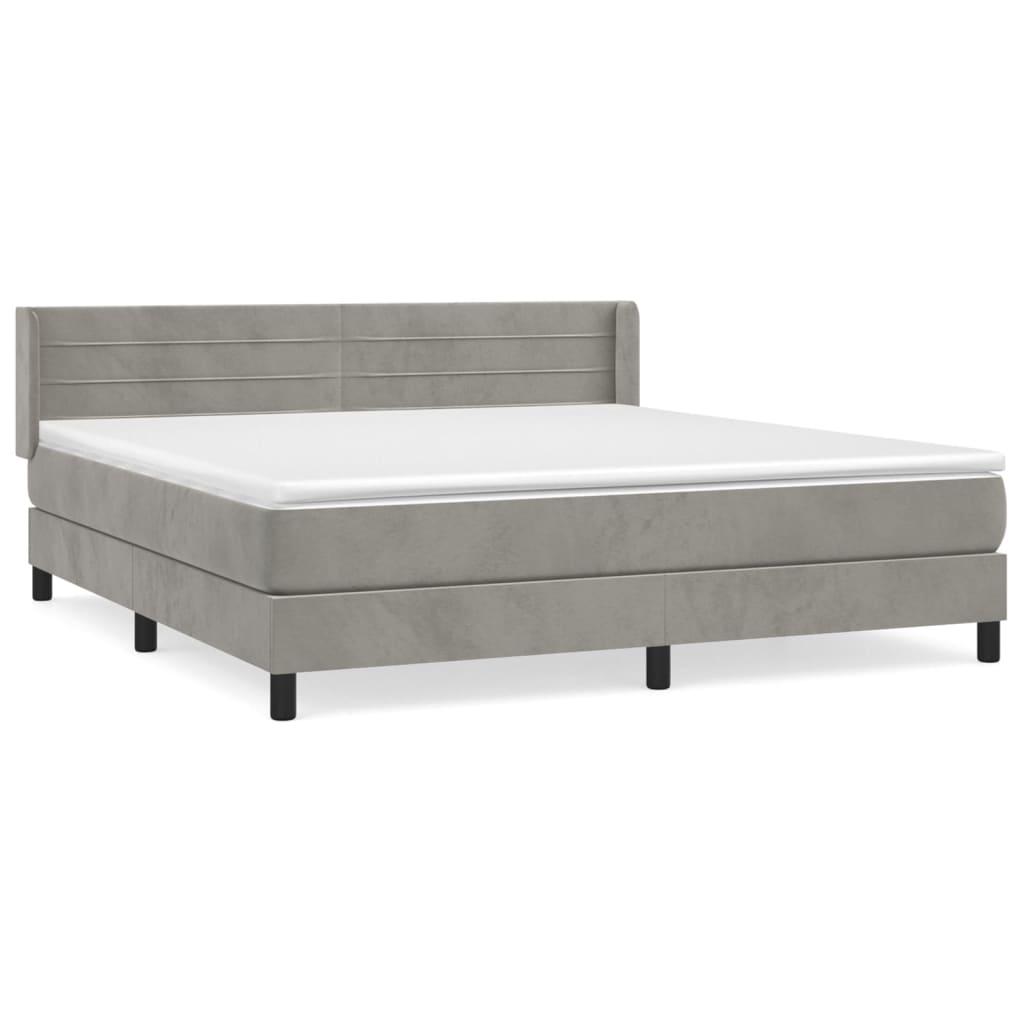 Boxspring met matras fluweel lichtgrijs 160x200 cm is nu te koop bij PeponiXL, paradijselijk wonen!