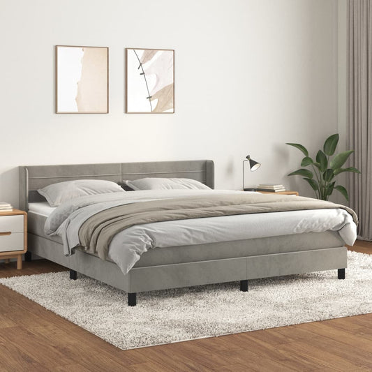 Boxspring met matras fluweel lichtgrijs 160x200 cm is nu te koop bij PeponiXL, paradijselijk wonen!