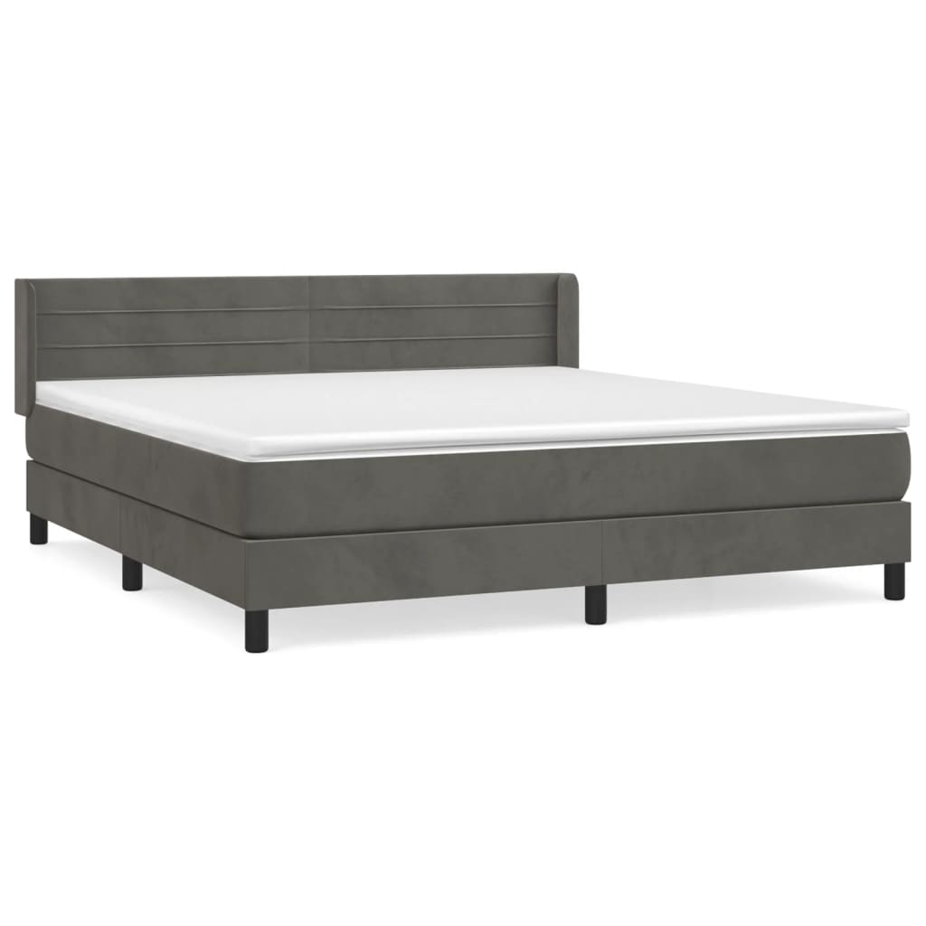 Boxspring met matras fluweel donkergrijs 160x200 cm is nu te koop bij PeponiXL, paradijselijk wonen!