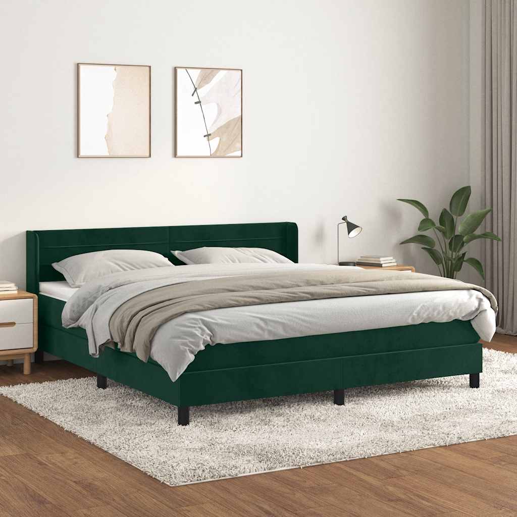 Boxspring met matras fluweel donkergroen 160x200 cm is nu te koop bij PeponiXL, paradijselijk wonen!