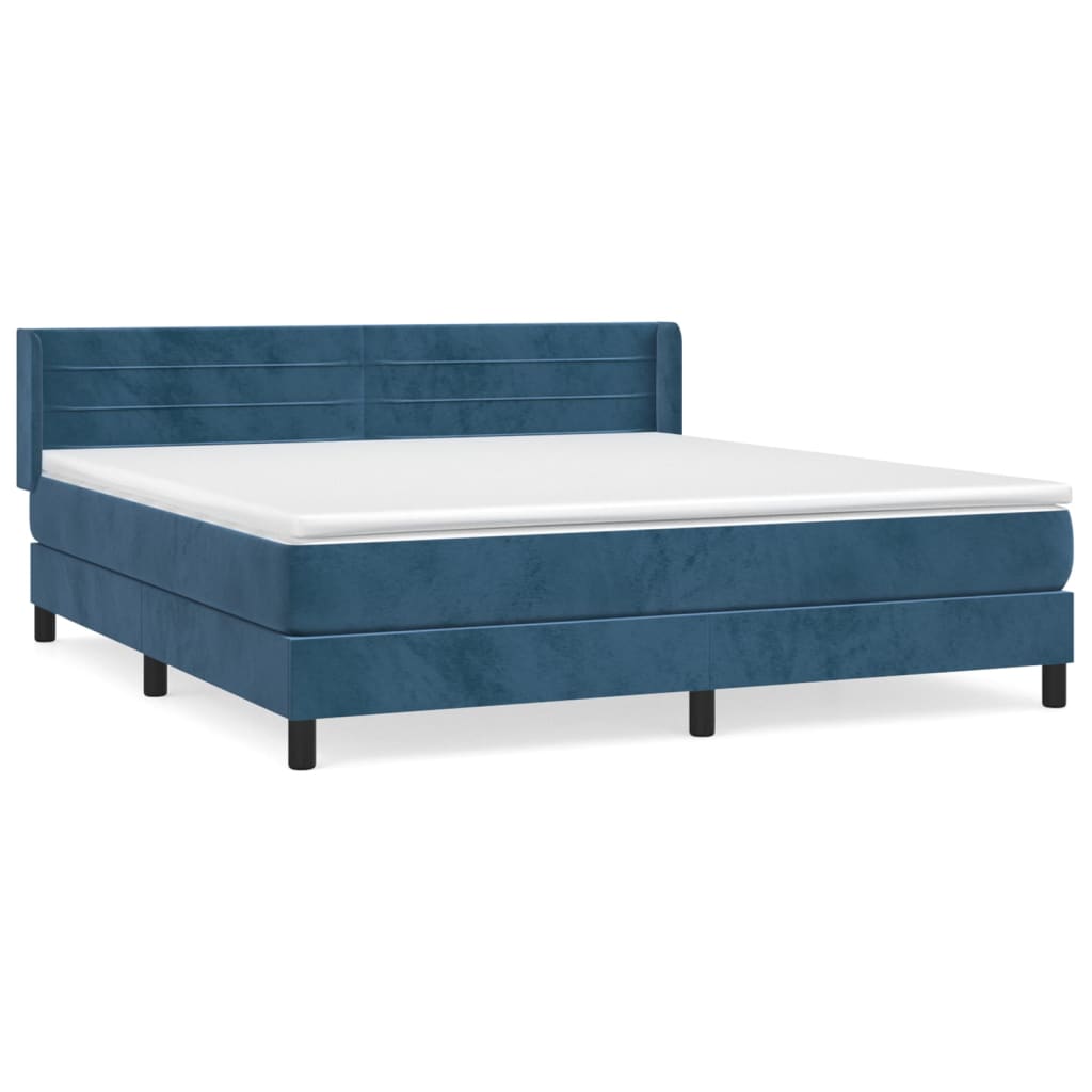 Boxspring met matras fluweel donkerblauw 160x200 cm is nu te koop bij PeponiXL, paradijselijk wonen!