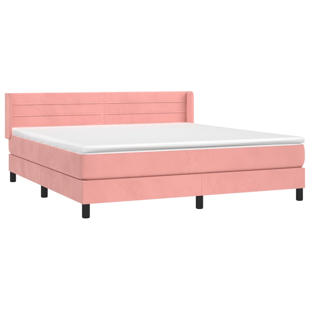 Boxspring met matras fluweel roze 160x200 cm is nu te koop bij PeponiXL, paradijselijk wonen!