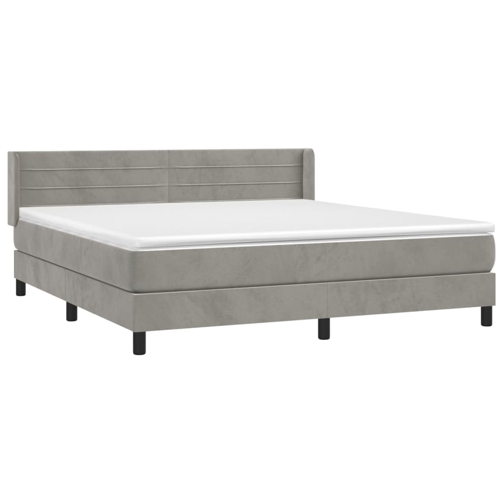 Boxspring met matras fluweel lichtgrijs 180x200 cm is nu te koop bij PeponiXL, paradijselijk wonen!