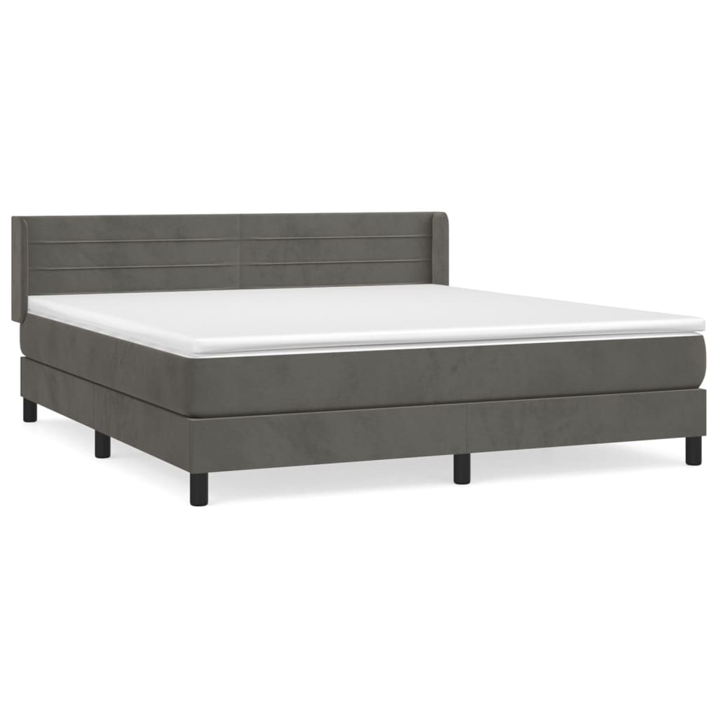 Boxspring met matras fluweel donkergrijs 180x200 cm is nu te koop bij PeponiXL, paradijselijk wonen!