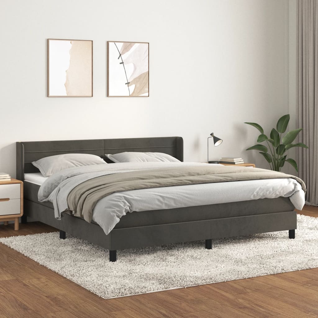 Boxspring met matras fluweel donkergrijs 180x200 cm is nu te koop bij PeponiXL, paradijselijk wonen!