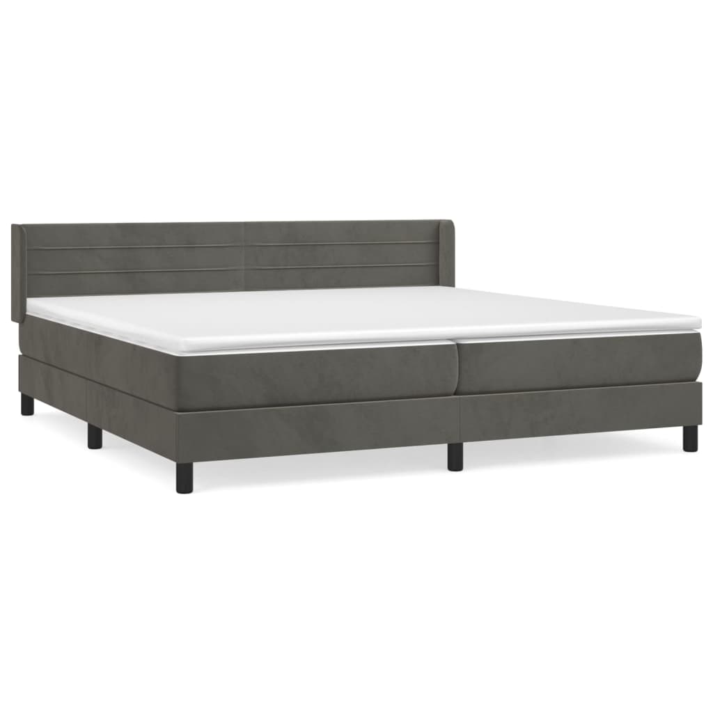 Boxspring met matras fluweel donkergrijs 200x200 cm is nu te koop bij PeponiXL, paradijselijk wonen!