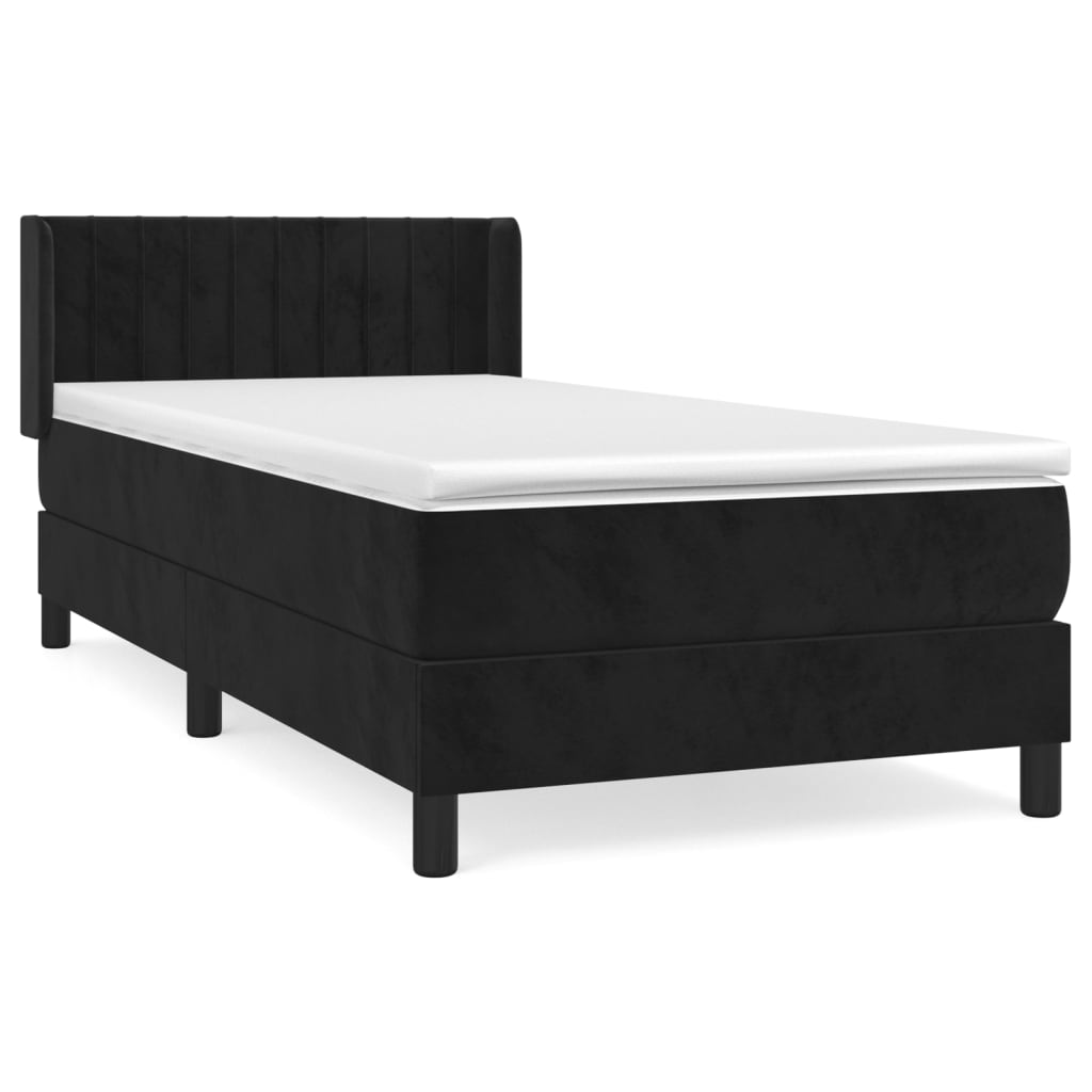Boxspring met matras fluweel zwart 80x200 cm is nu te koop bij PeponiXL, paradijselijk wonen!