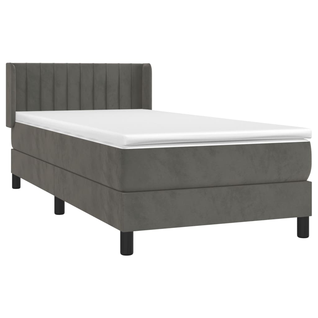 Boxspring met matras fluweel donkergrijs 90x190 cm is nu te koop bij PeponiXL, paradijselijk wonen!