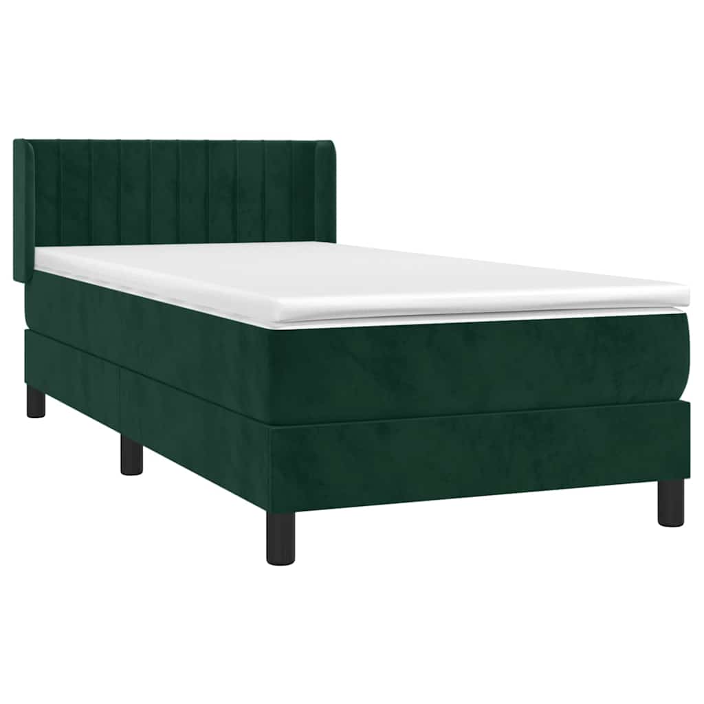 Boxspring met matras fluweel donkergroen 100x200 cm is nu te koop bij PeponiXL, paradijselijk wonen!