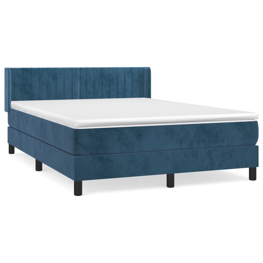 Boxspring met matras fluweel donkerblauw 140x190 cm is nu te koop bij PeponiXL, paradijselijk wonen!