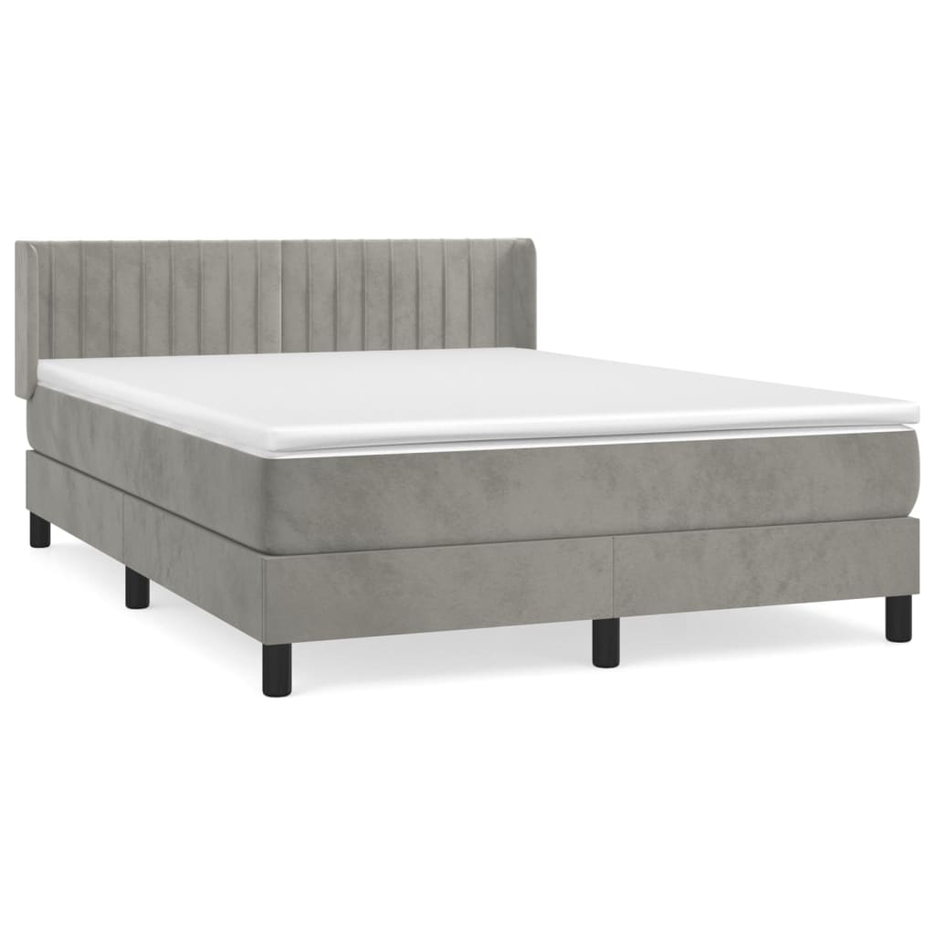 Boxspring met matras fluweel lichtgrijs 140x200 cm is nu te koop bij PeponiXL, paradijselijk wonen!