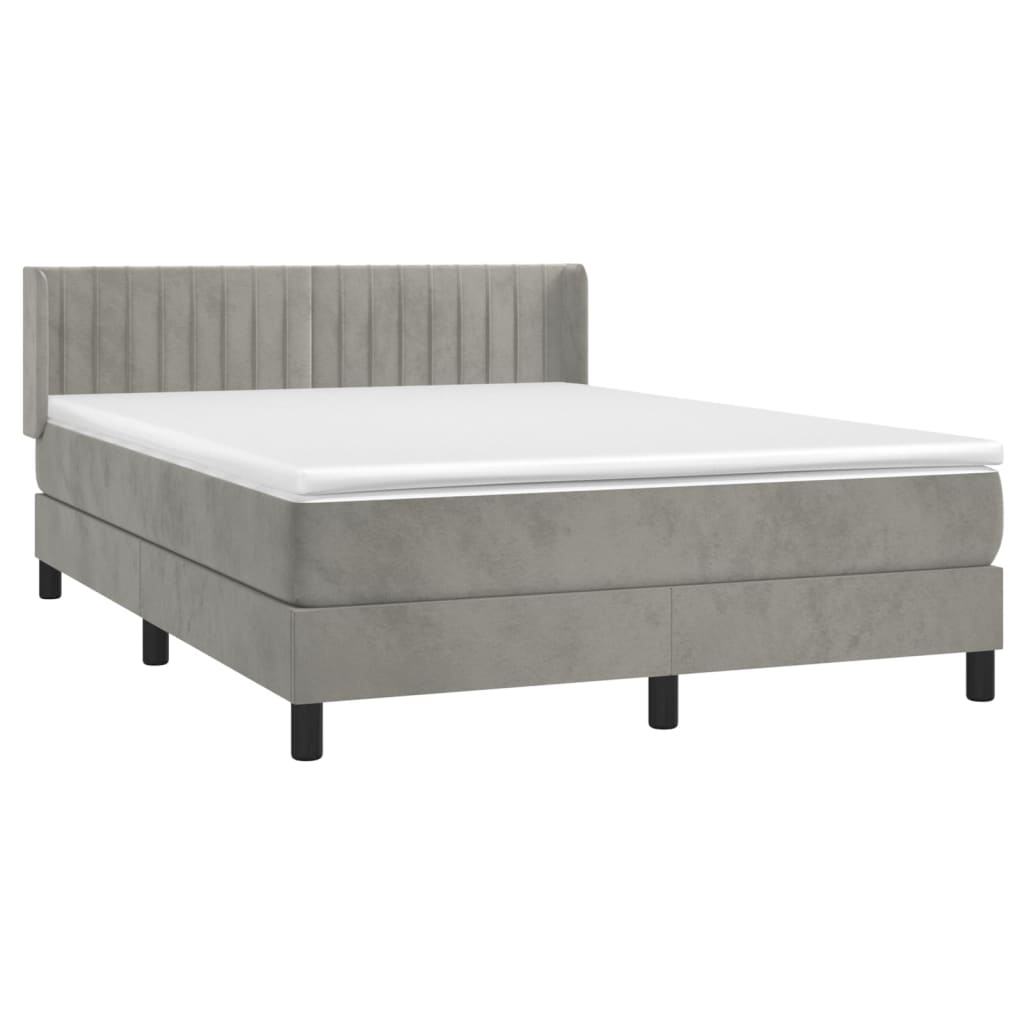 Boxspring met matras fluweel lichtgrijs 140x200 cm is nu te koop bij PeponiXL, paradijselijk wonen!