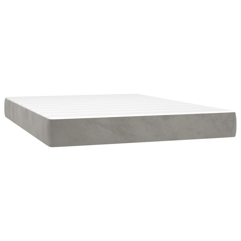 Boxspring met matras fluweel lichtgrijs 140x200 cm is nu te koop bij PeponiXL, paradijselijk wonen!