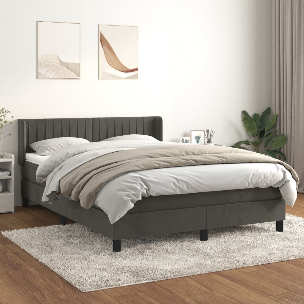 Boxspring met matras fluweel donkergrijs 140x200 cm is nu te koop bij PeponiXL, paradijselijk wonen!