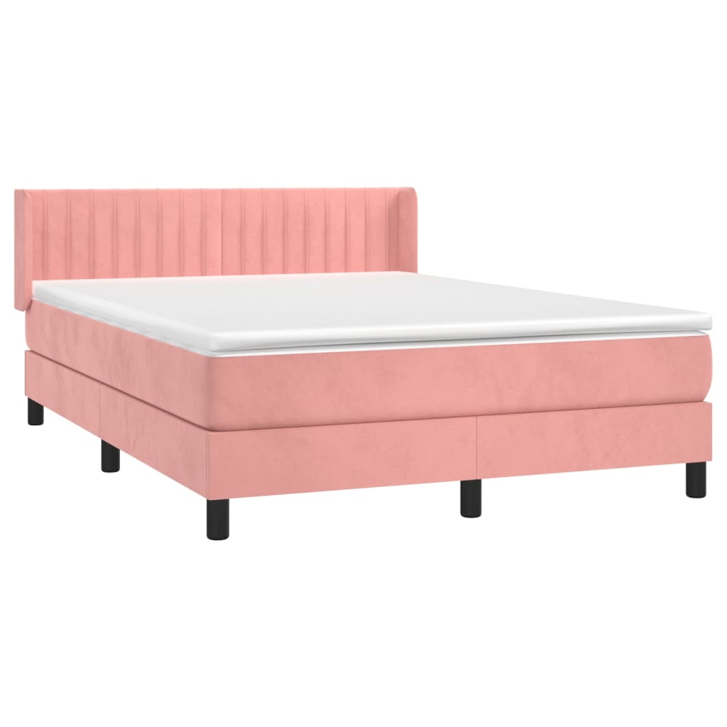 Boxspring met matras fluweel roze 140x200 cm is nu te koop bij PeponiXL, paradijselijk wonen!