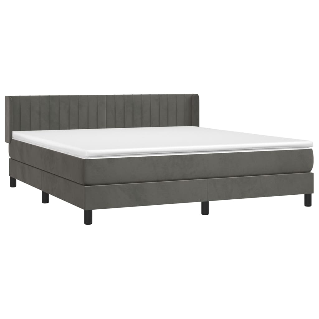 Boxspring met matras fluweel donkergrijs 160x200 cm is nu te koop bij PeponiXL, paradijselijk wonen!