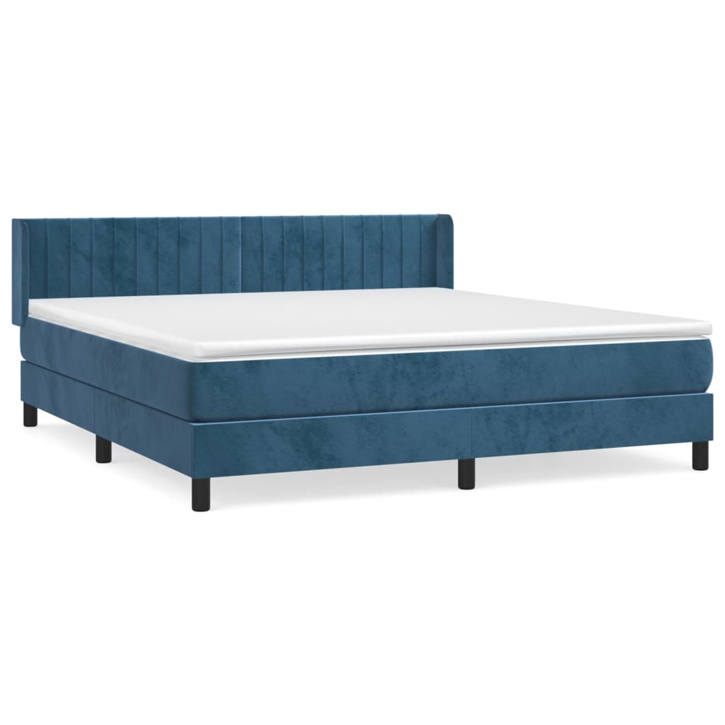 Boxspring met matras fluweel donkerblauw 160x200 cm is nu te koop bij PeponiXL, paradijselijk wonen!