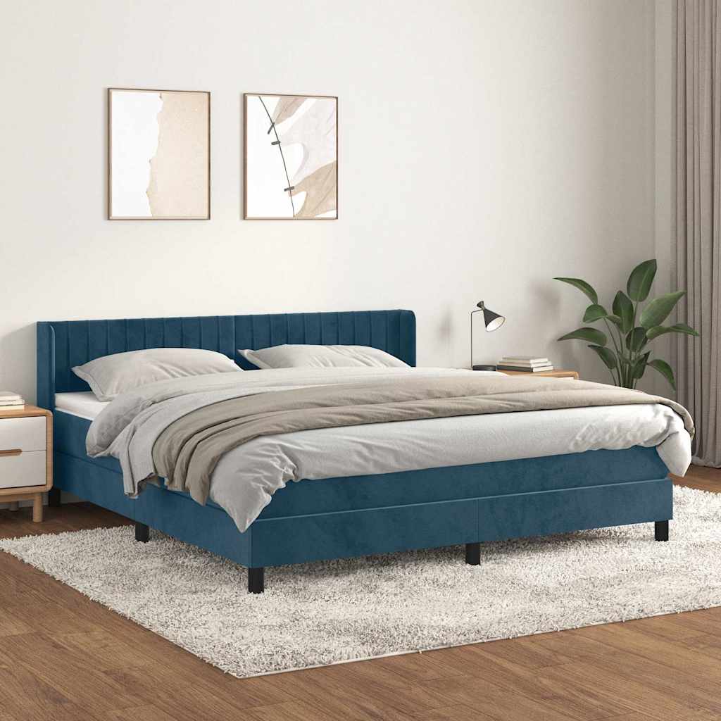 Boxspring met matras fluweel donkerblauw 160x200 cm is nu te koop bij PeponiXL, paradijselijk wonen!