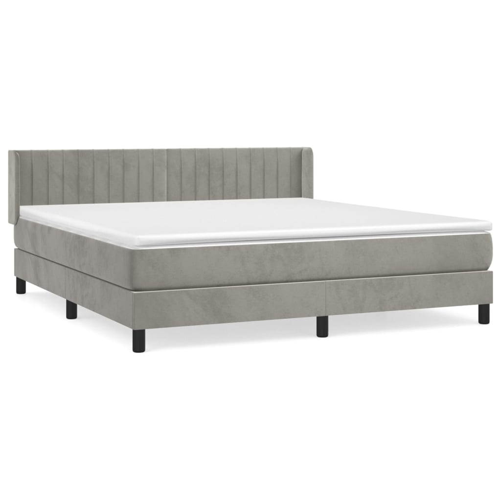 Boxspring met matras fluweel lichtgrijs 180x200 cm is nu te koop bij PeponiXL, paradijselijk wonen!