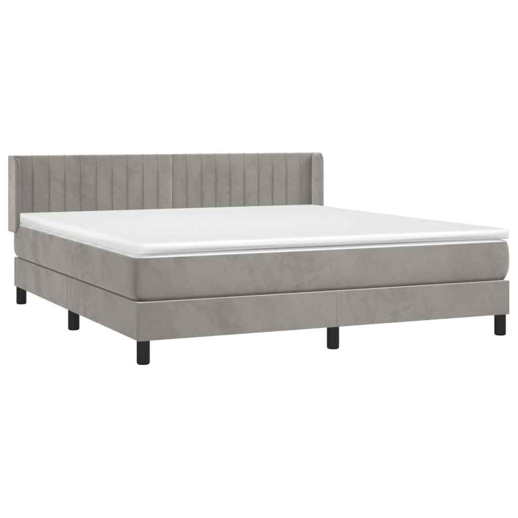 Boxspring met matras fluweel lichtgrijs 180x200 cm is nu te koop bij PeponiXL, paradijselijk wonen!