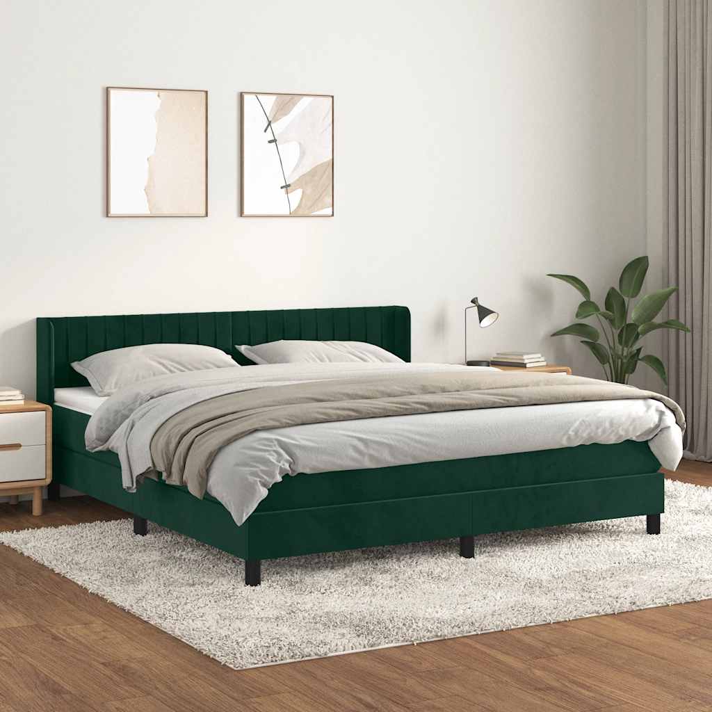 Boxspring met matras fluweel donkergroen 180x200 cm is nu te koop bij PeponiXL, paradijselijk wonen!