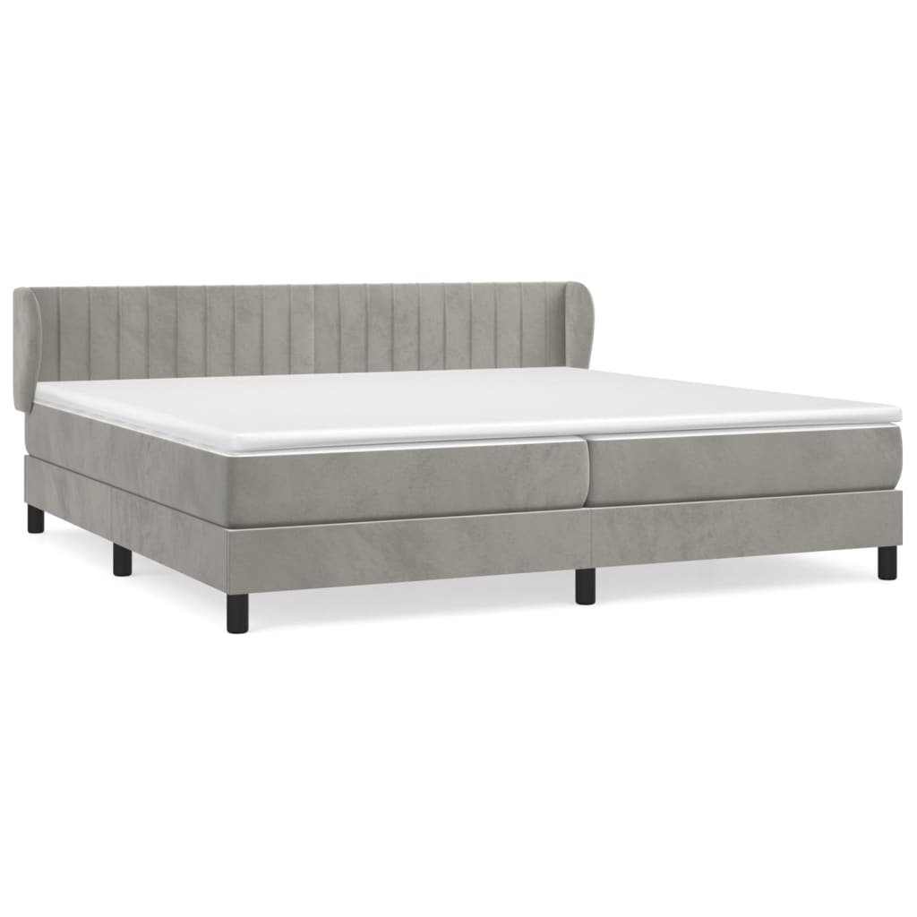Boxspring met matras fluweel lichtgrijs 200x200 cm is nu te koop bij PeponiXL, paradijselijk wonen!