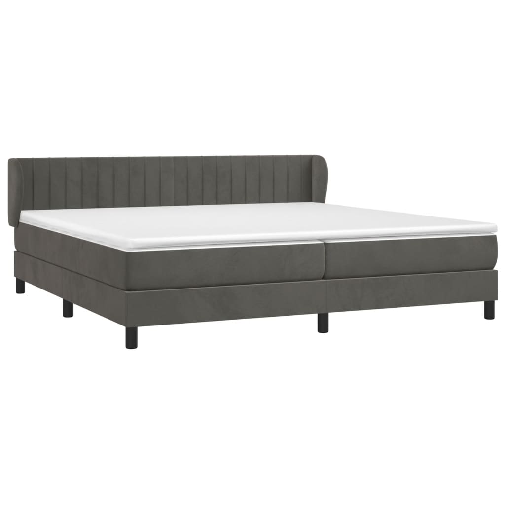 Boxspring met matras fluweel donkergrijs 200x200 cm is nu te koop bij PeponiXL, paradijselijk wonen!