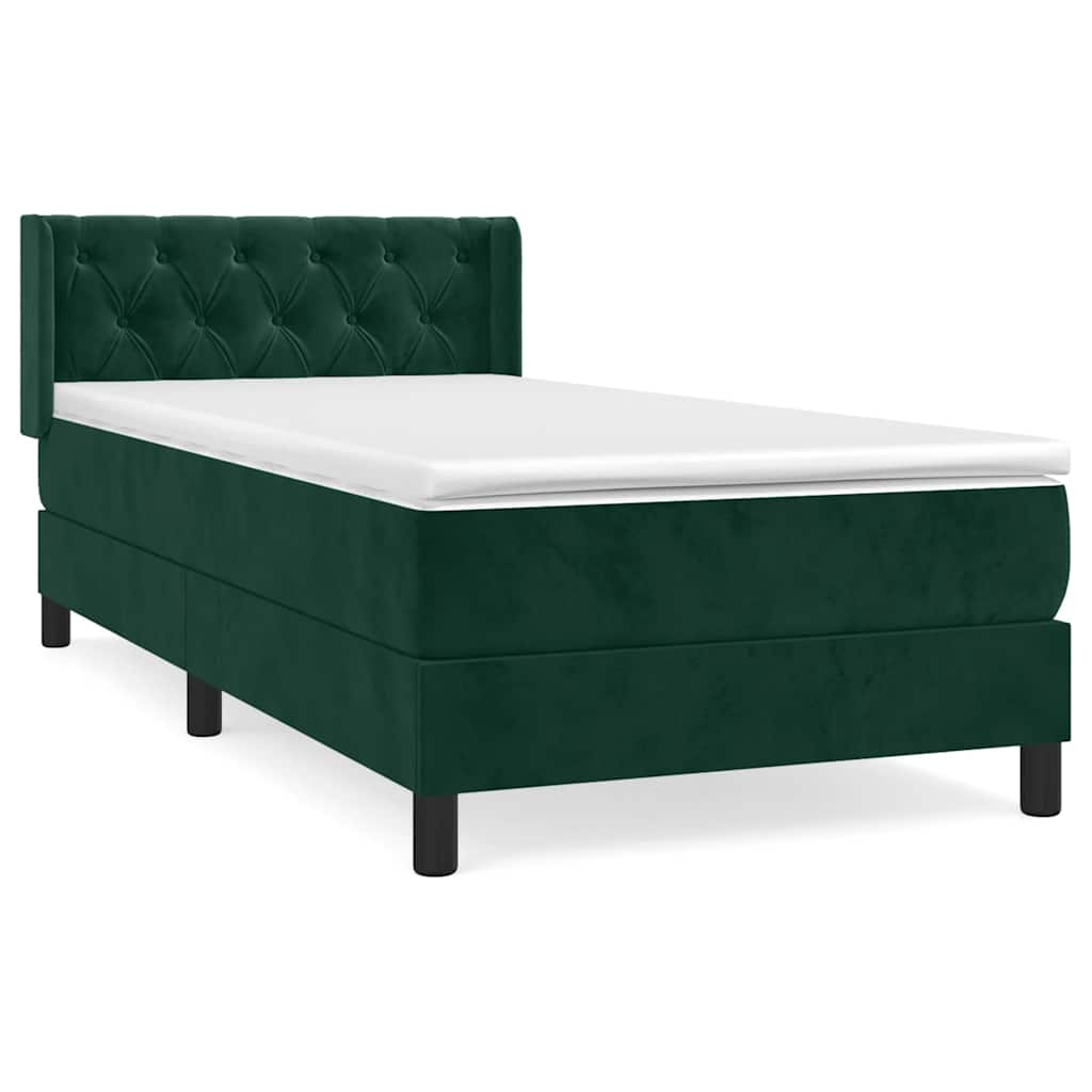 Boxspring met matras fluweel donkergroen 80x200 cm is nu te koop bij PeponiXL, paradijselijk wonen!