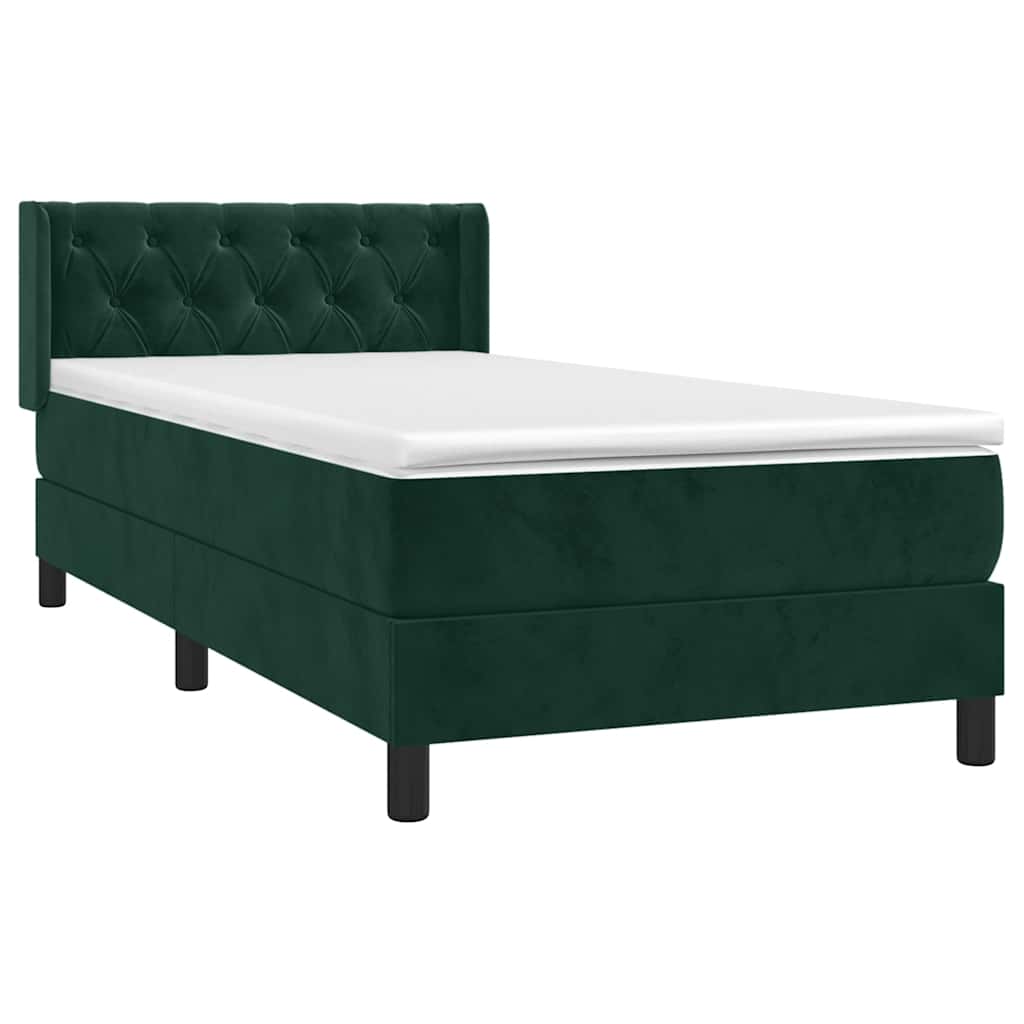 Boxspring met matras fluweel donkergroen 80x200 cm is nu te koop bij PeponiXL, paradijselijk wonen!