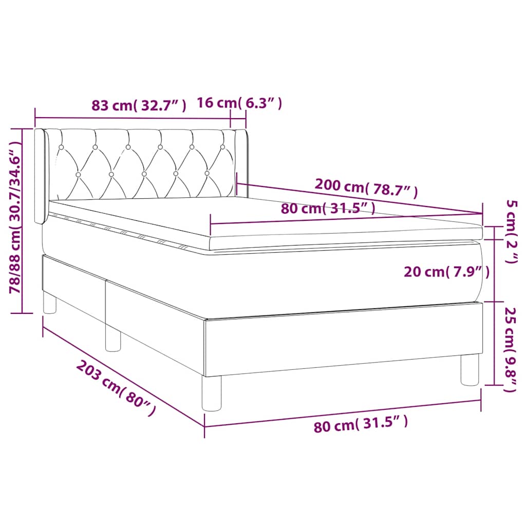 Boxspring met matras fluweel donkergroen 80x200 cm is nu te koop bij PeponiXL, paradijselijk wonen!