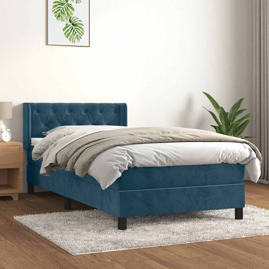Boxspring met matras fluweel donkerblauw 80x200 cm is nu te koop bij PeponiXL, paradijselijk wonen!