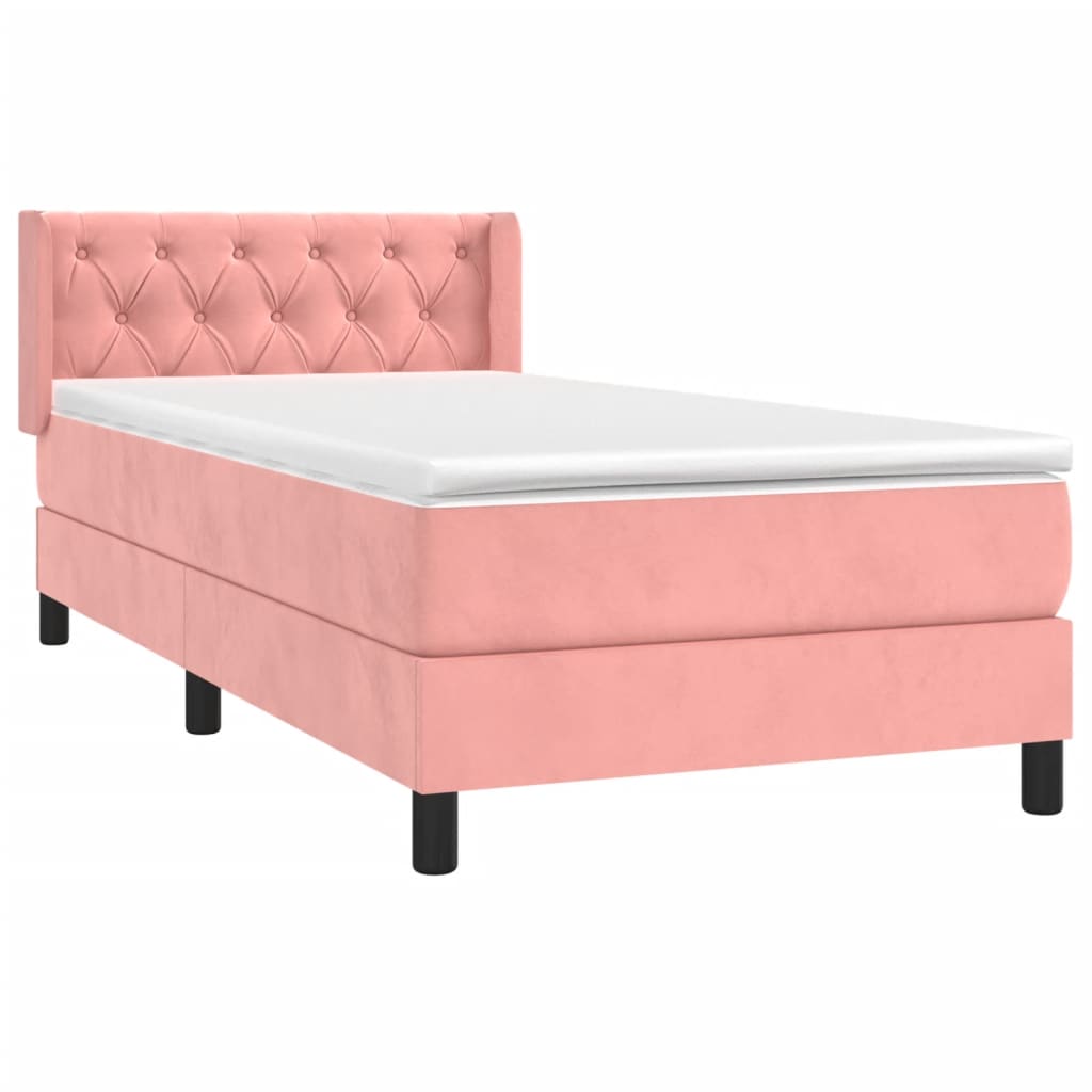 Boxspring met matras fluweel roze 80x200 cm is nu te koop bij PeponiXL, paradijselijk wonen!