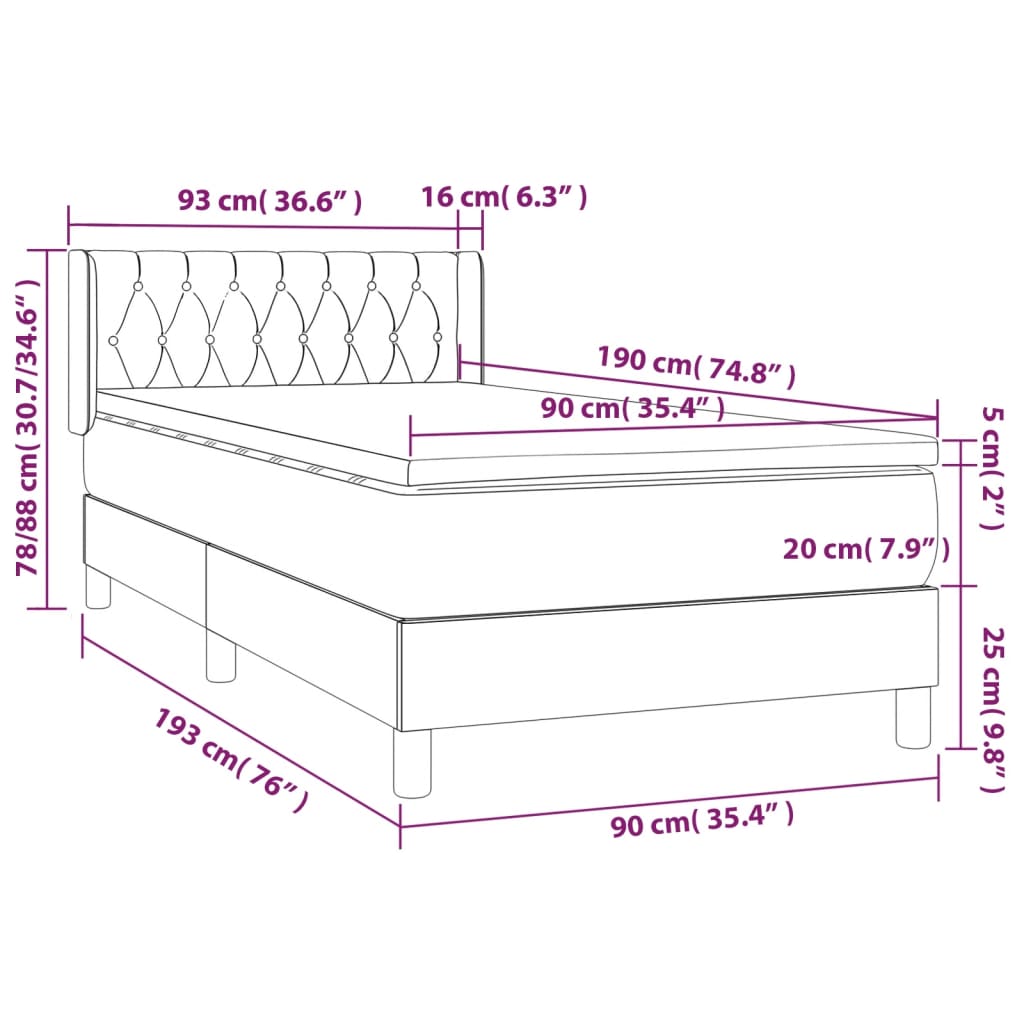Boxspring met matras fluweel donkerblauw 90x190 cm is nu te koop bij PeponiXL, paradijselijk wonen!