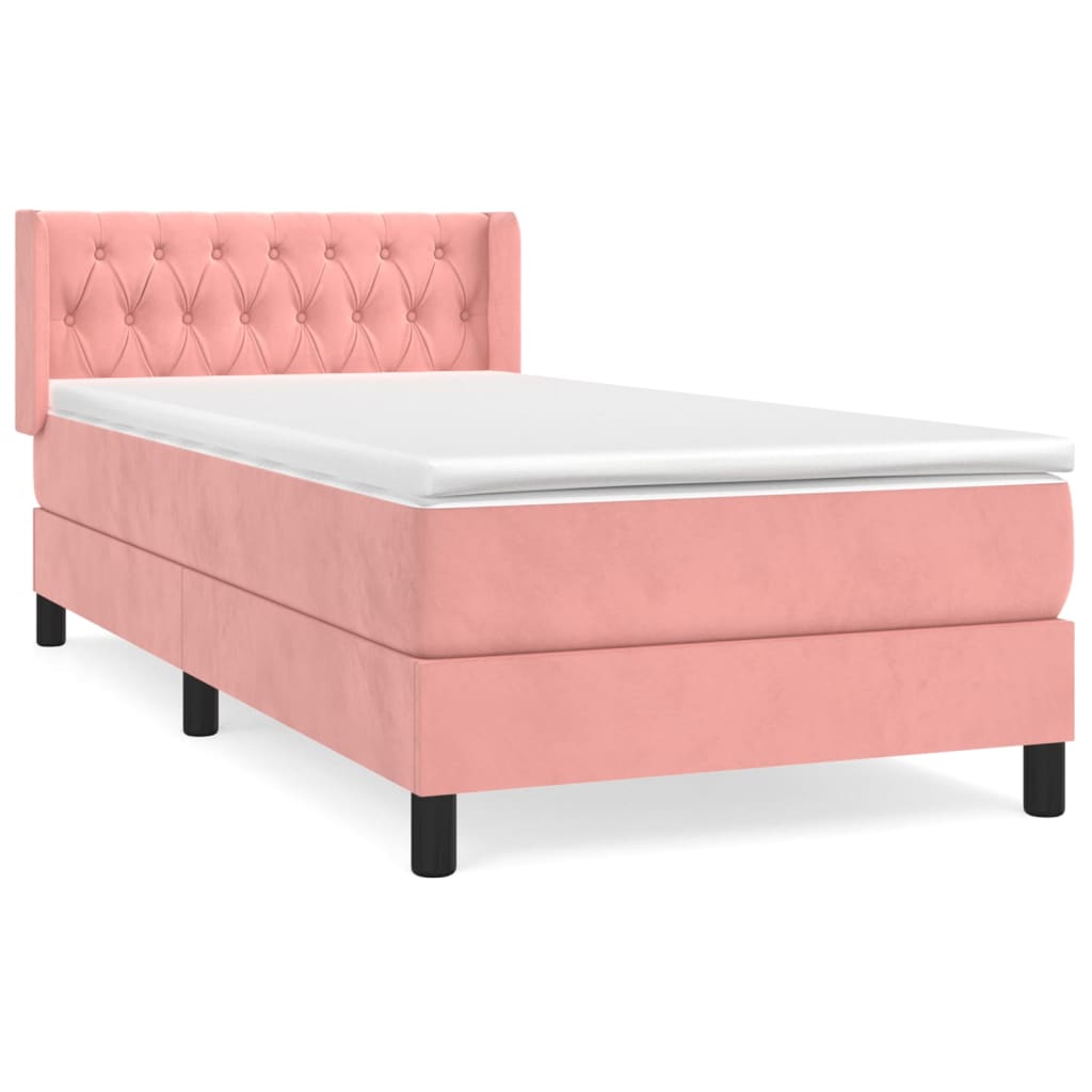 Boxspring met matras fluweel roze 90x200 cm is nu te koop bij PeponiXL, paradijselijk wonen!