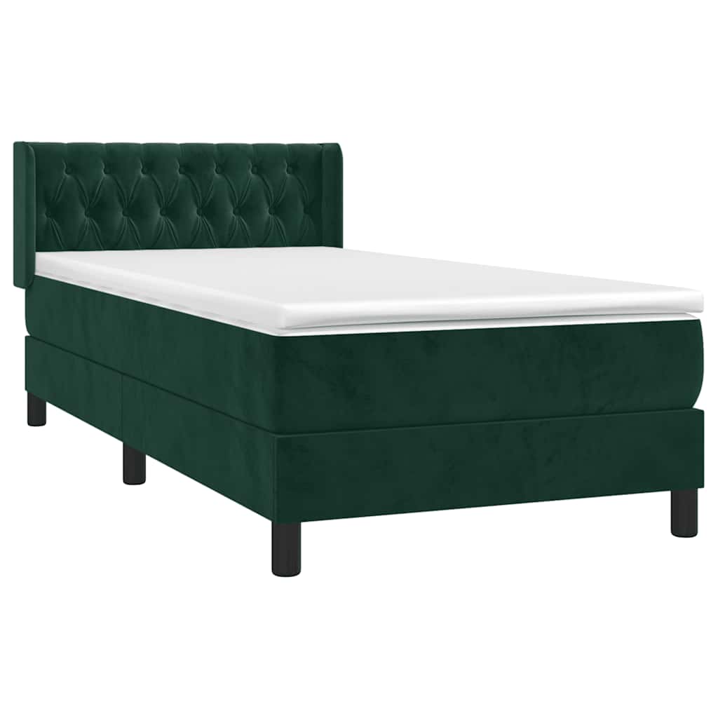 Boxspring met matras fluweel donkergroen 100x200 cm is nu te koop bij PeponiXL, paradijselijk wonen!