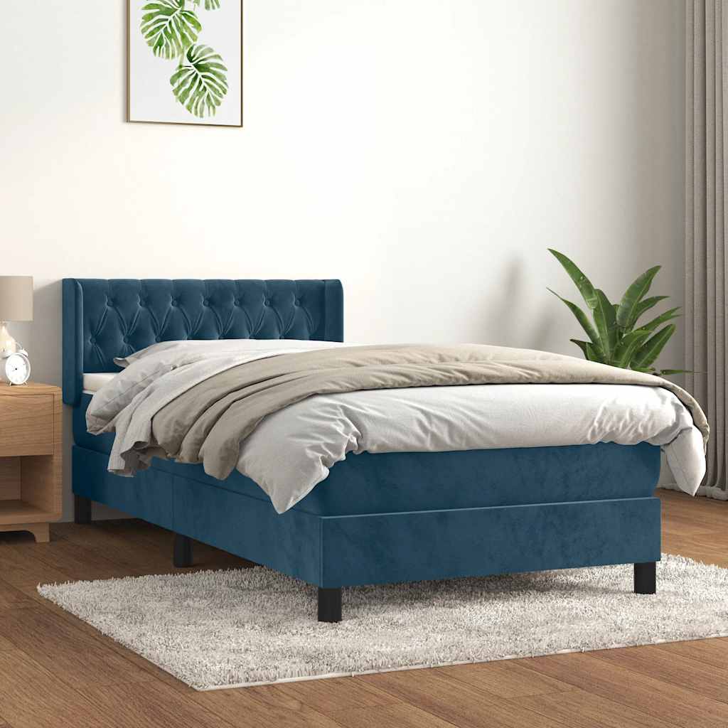 Boxspring met matras fluweel donkerblauw 100x200 cm is nu te koop bij PeponiXL, paradijselijk wonen!