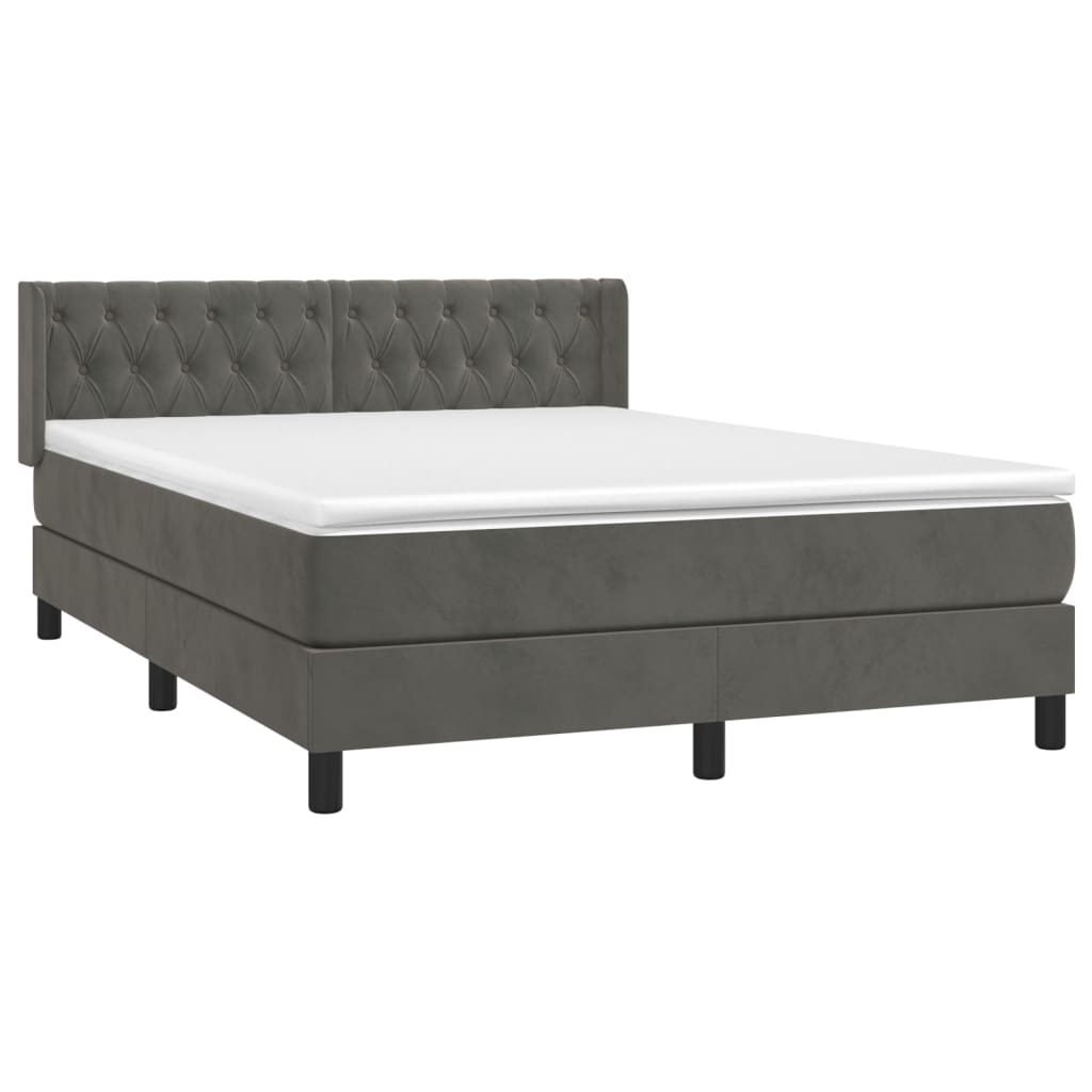 Boxspring met matras fluweel donkergrijs 140x190 cm is nu te koop bij PeponiXL, paradijselijk wonen!