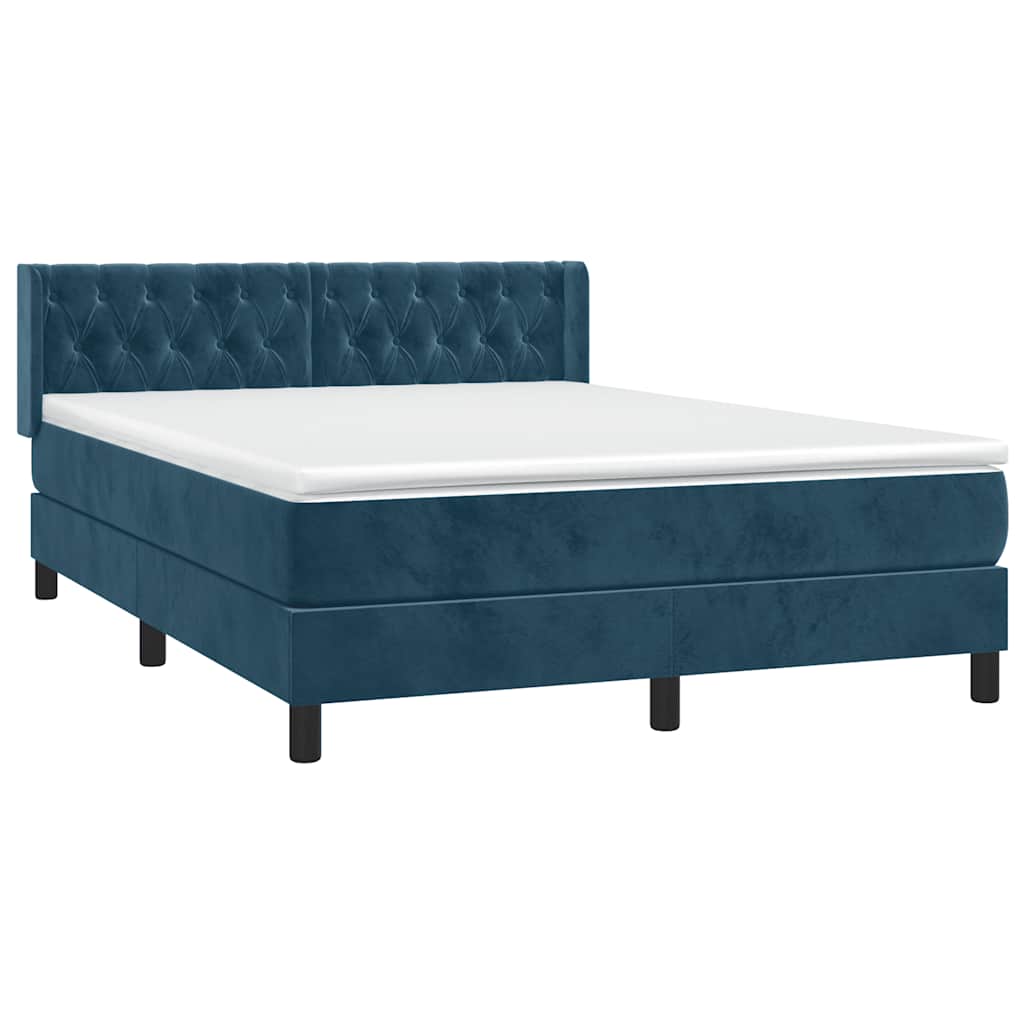 Boxspring met matras fluweel donkerblauw 140x190 cm is nu te koop bij PeponiXL, paradijselijk wonen!