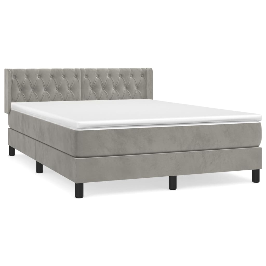 Boxspring met matras fluweel lichtgrijs 140x200 cm is nu te koop bij PeponiXL, paradijselijk wonen!